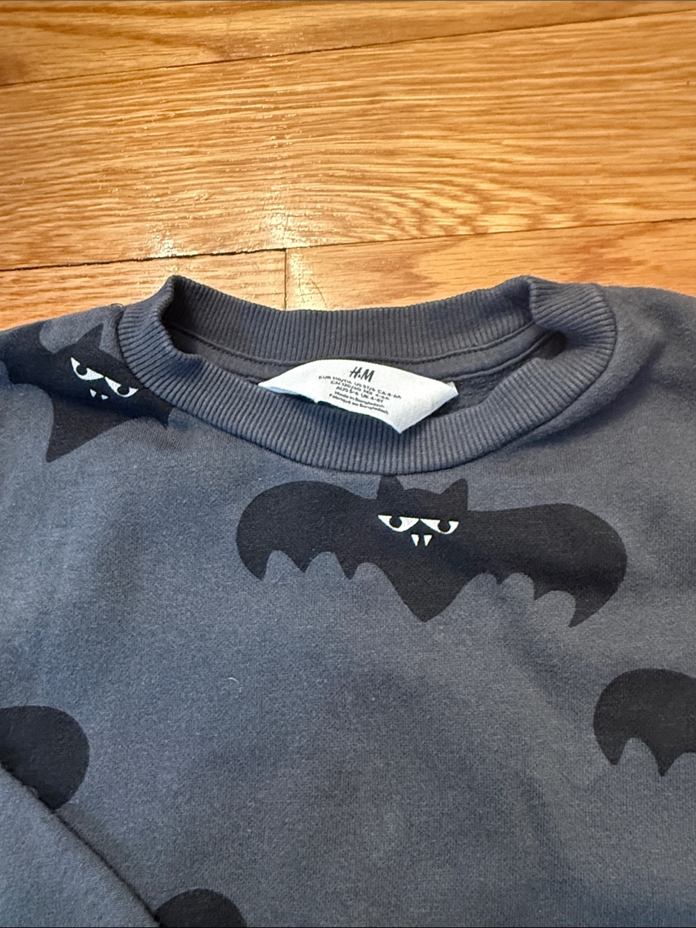 H&M Boys Dark Gray Sweatshirt with Black Bat Print 5T/6 Halloween spooky bats - Picture 3 of 4